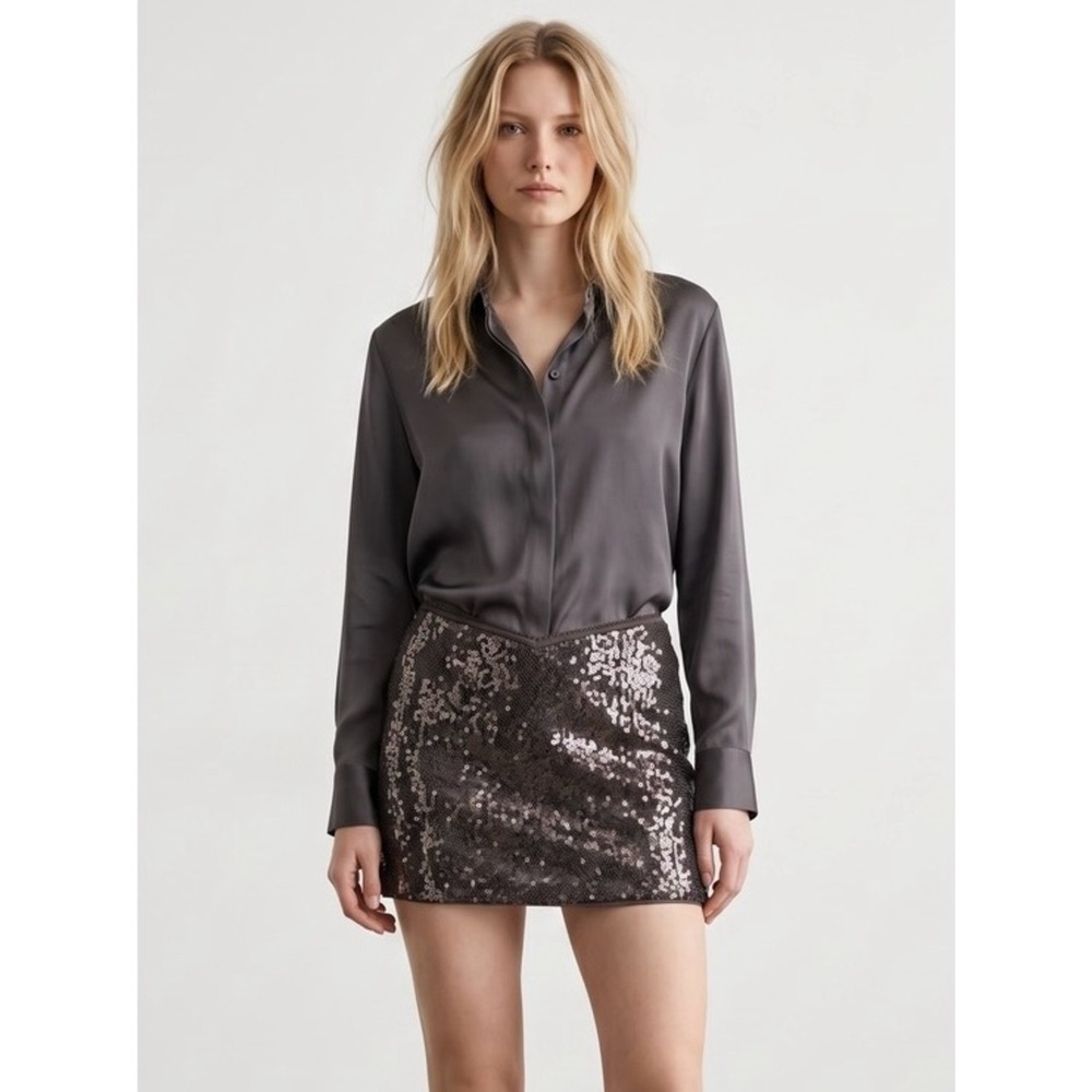 Guess Los Angeles Womens Black Sequin Mini Skirt‎ Size LG